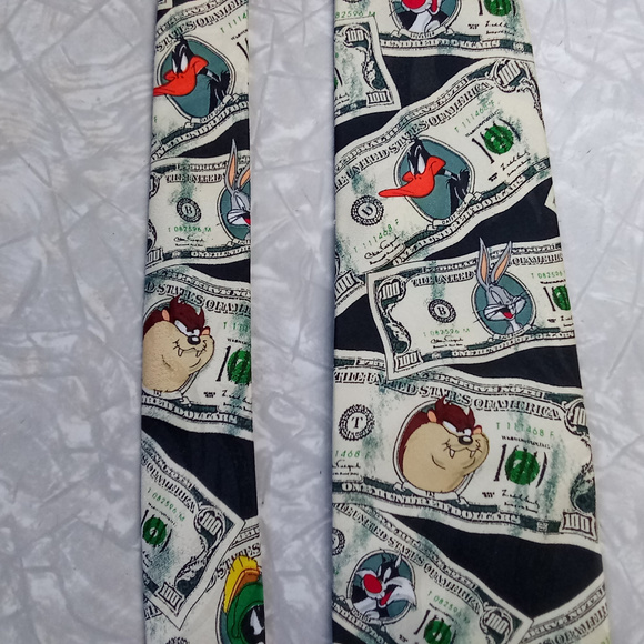 Vintage '96 Looney Tunes Mania Tie 100 Dollar Bill - Picture 1 of 8
